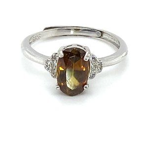 Sphene 1.60ct White Gold Finish Solid 925 Sterling Silver Ring